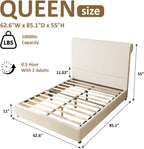 55" Tall Upholstered Wingback Platform Bed Frame
