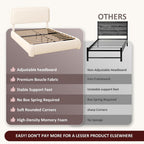 Fluffy Boucle Platform Bed Frame with Height Adjustable Headboard