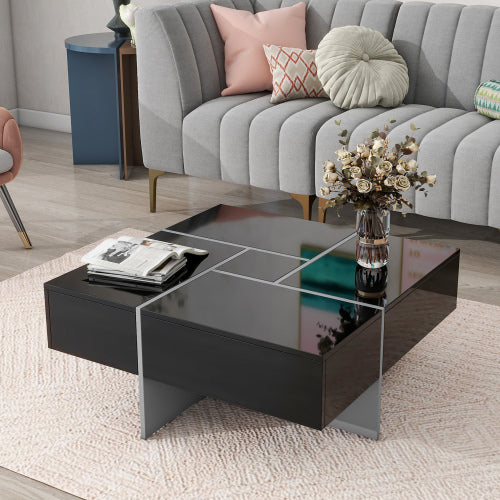 Modern Storage Coffee Table with Expandable Hidden Compartments