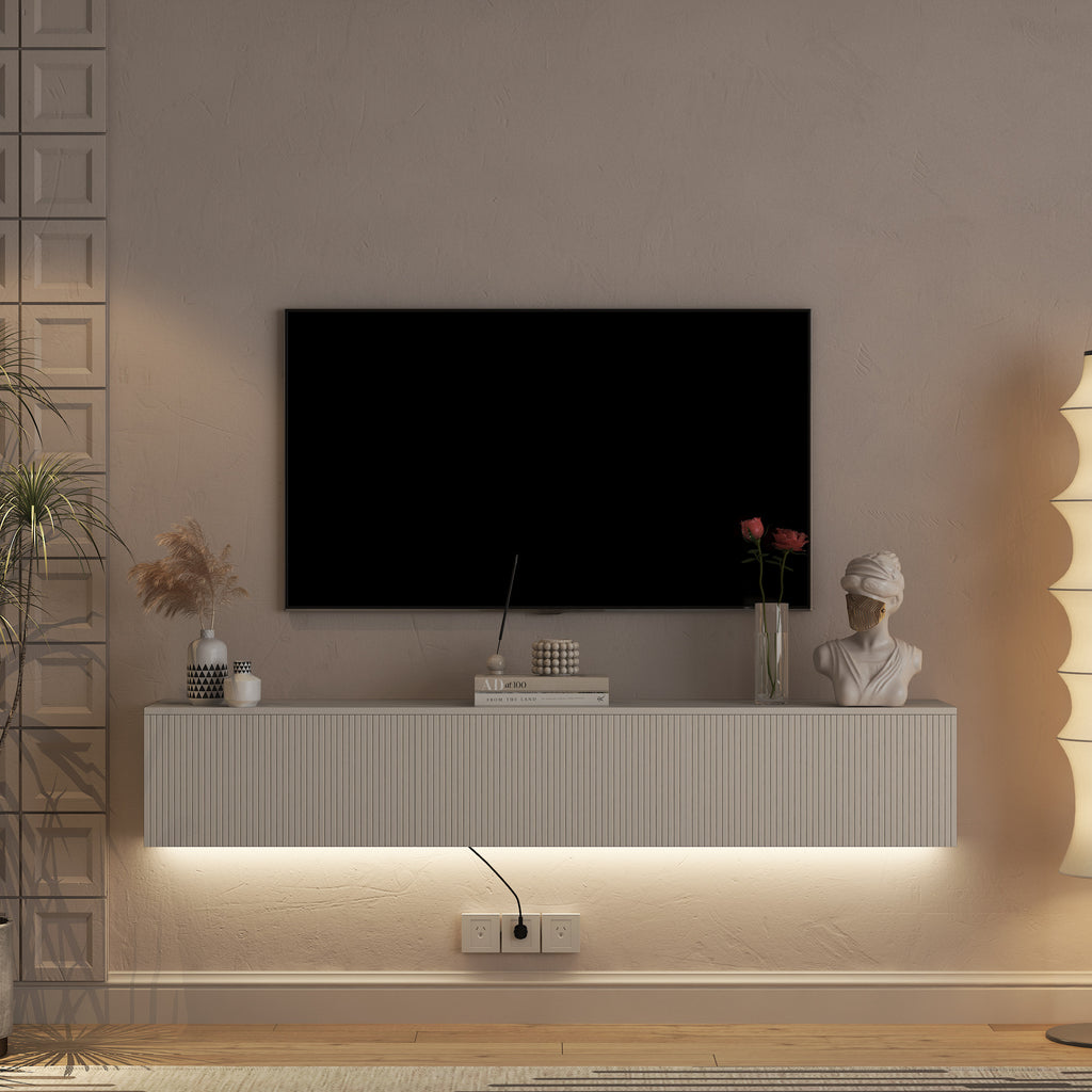Minimalist Floating TV Stand with LED Lights for 55–65" TVs