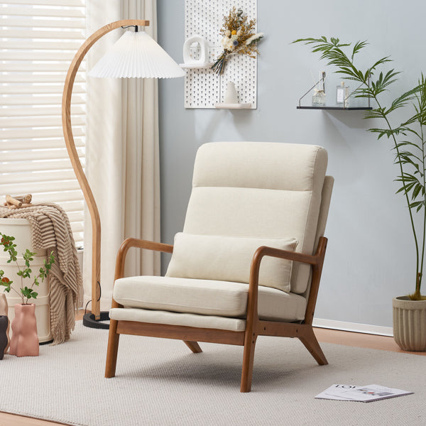 Mid-Century Modern Accent Chair with Solid Wood Frame