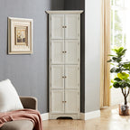 Tall White Storage Cabinet with Door and Shelves for Home Organization