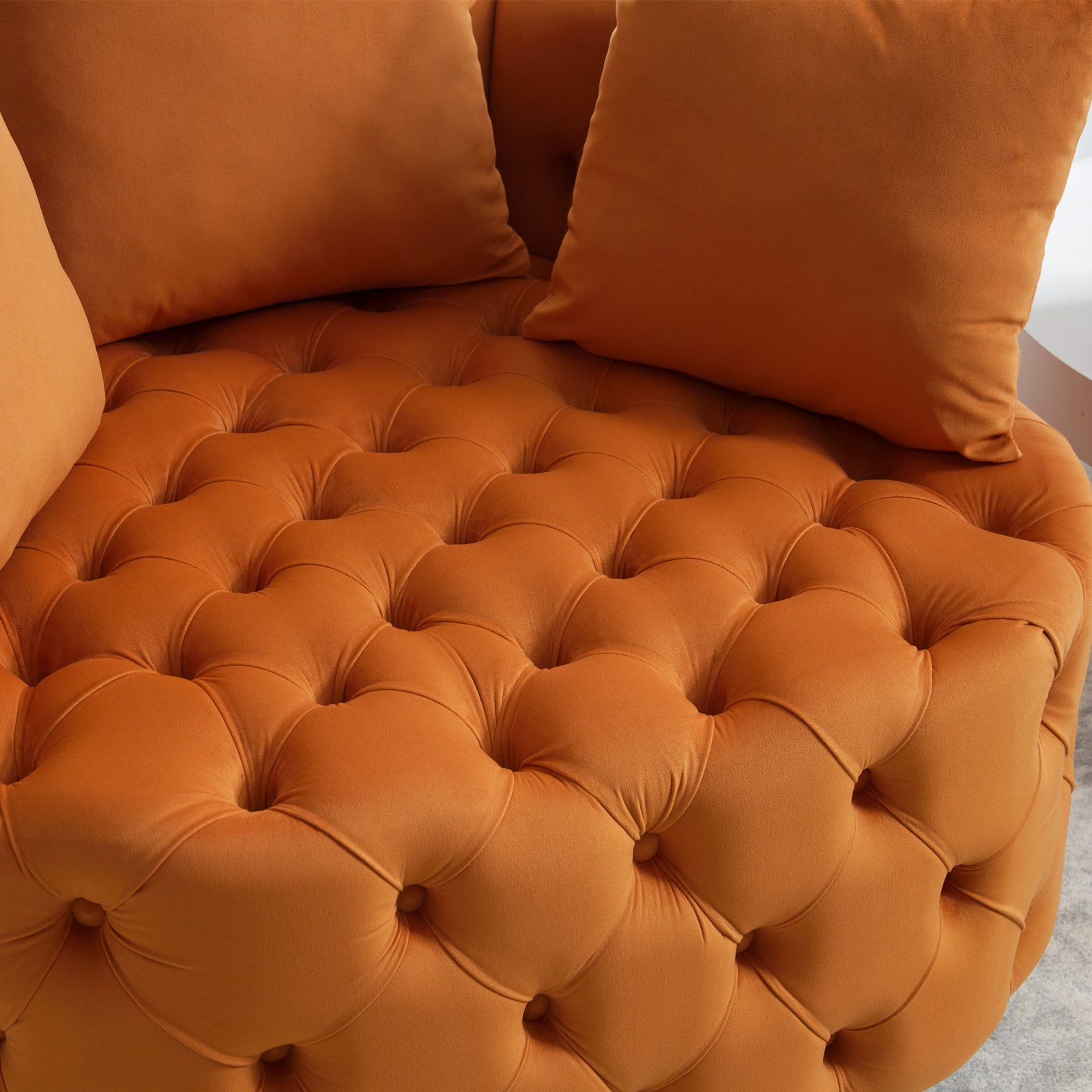 Pink or Black Modern Tufted Round Barrel Accent Chair with Pillows