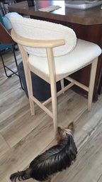 Set of 2 Mid-Century Modern Bar Stools – 30” Upholstered Solid Wood Kitchen Island Chairs