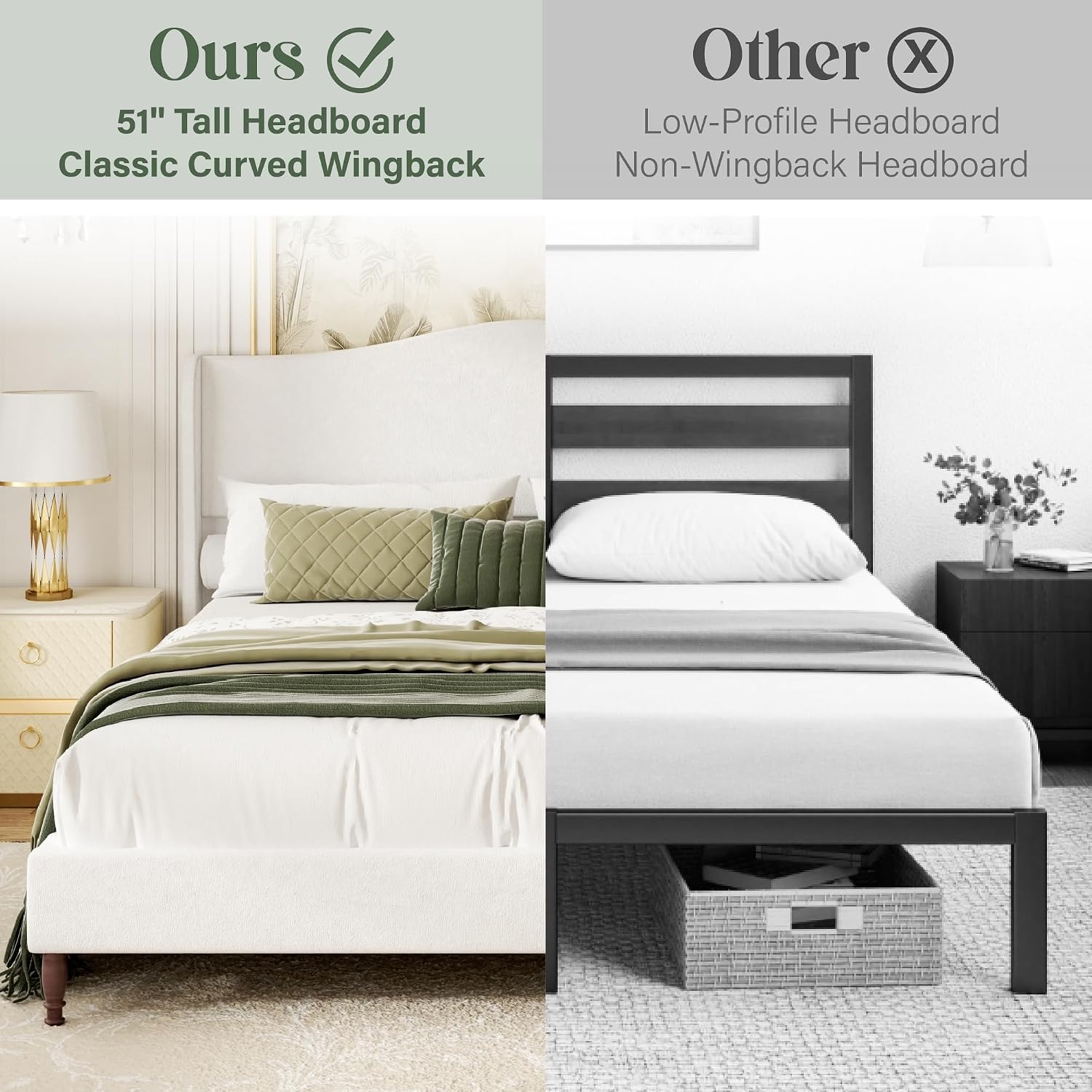Wingback Chenille Platform Bed