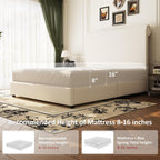 55" Tall Upholstered Wingback Platform Bed Frame
