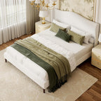Wingback Chenille Platform Bed