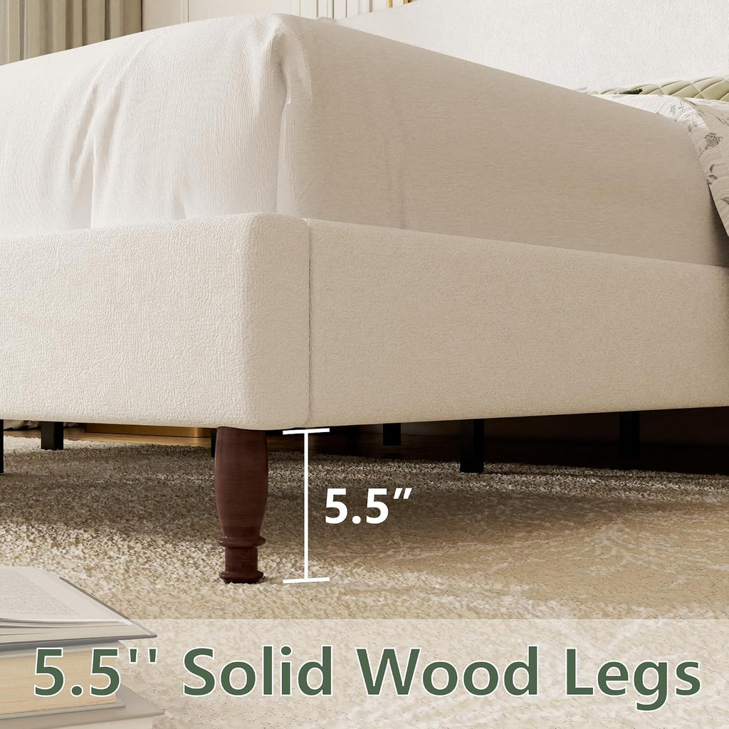 Wingback Chenille Platform Bed