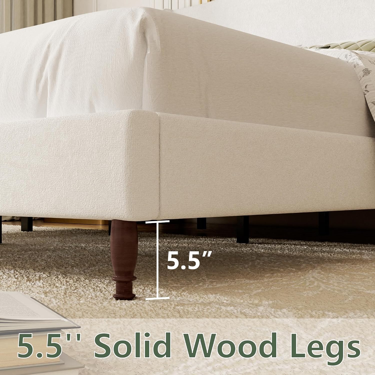 Wingback Chenille Platform Bed