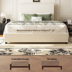 55" Tall Upholstered Wingback Platform Bed Frame