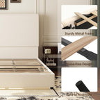 55" Tall Upholstered Wingback Platform Bed Frame