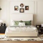 55" Tall Upholstered Wingback Platform Bed Frame