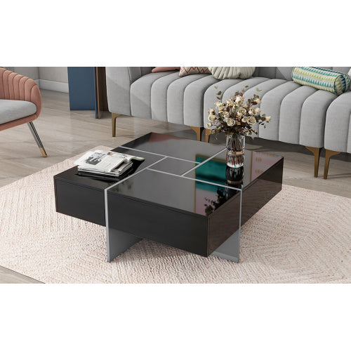 Modern Storage Coffee Table with Expandable Hidden Compartments
