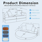 Beige 71Inch Convertible Sleeper Sofa Bed Upholstered