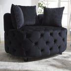 Pink or Black Modern Tufted Round Barrel Accent Chair with Pillows