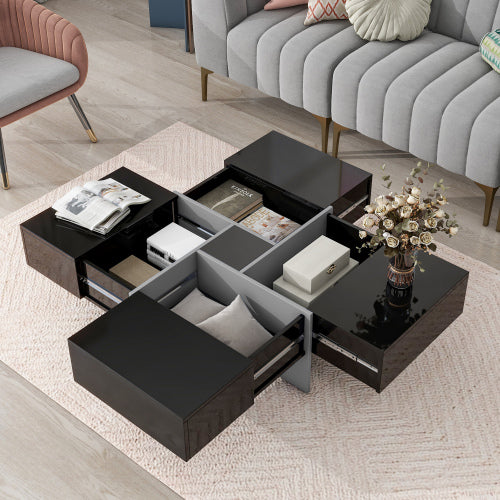 Modern Storage Coffee Table with Expandable Hidden Compartments