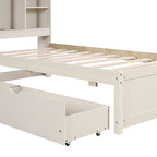 Twin Platform Bed Frame with Storage Headboard, USB Port & Drawers