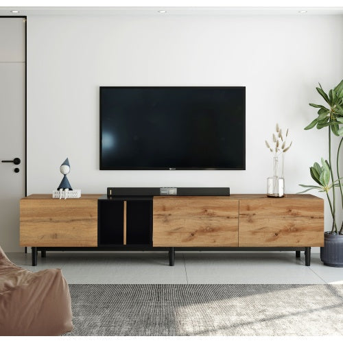 Modern Wood TV Stand with Storage – Fits TVs Up to 80 Inches