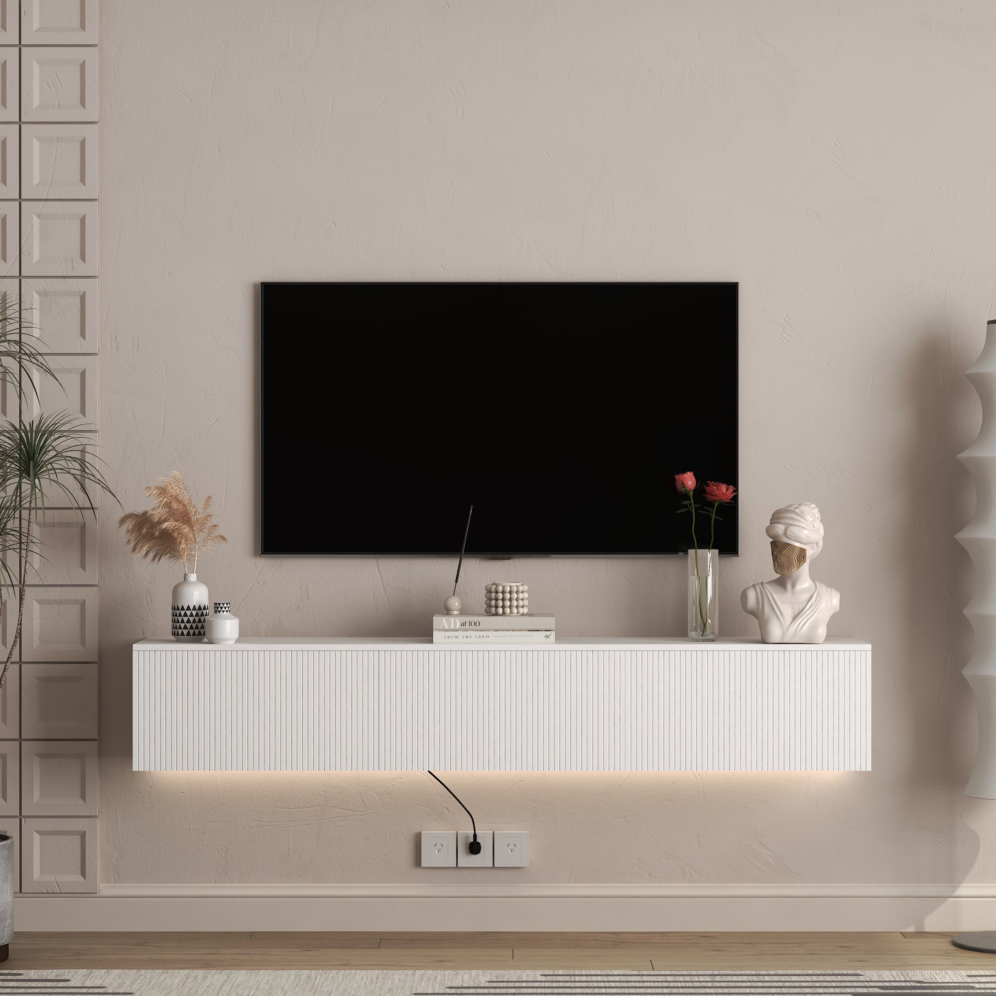 Minimalist Floating TV Stand with LED Lights for 55–65" TVs