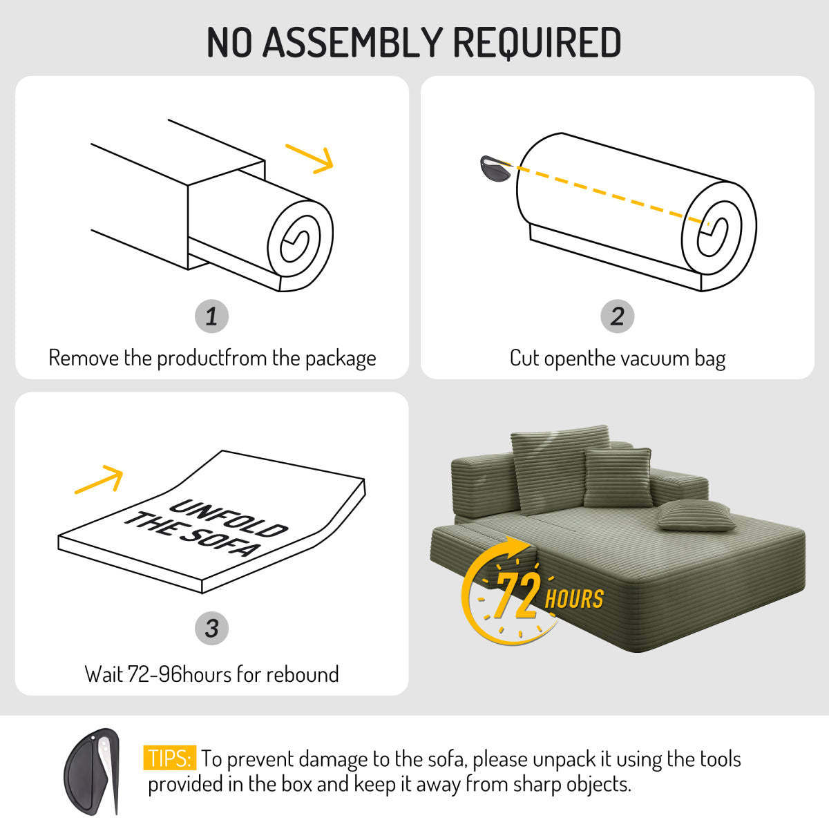 Foldable Sofa Bed in a Box – Modern Convertible Space-Saving Sofa