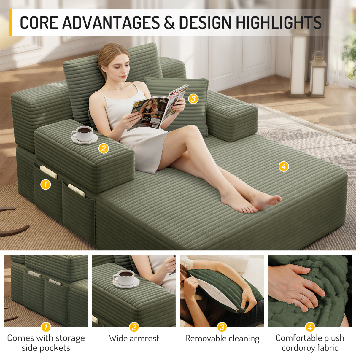 Foldable Sofa Bed in a Box – Modern Convertible Space-Saving Sofa