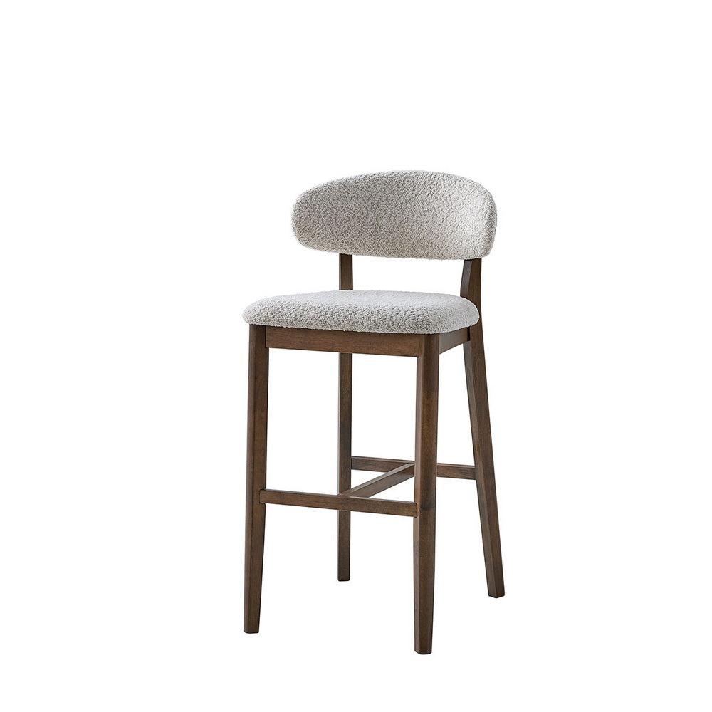 Set of 2 Mid-Century Modern Bar Stools – 30” Upholstered Solid Wood Kitchen Island Chairs
