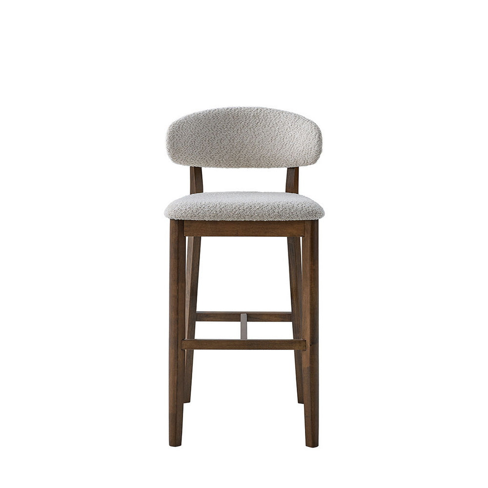 Set of 2 Mid-Century Modern Bar Stools – 30” Upholstered Solid Wood Kitchen Island Chairs