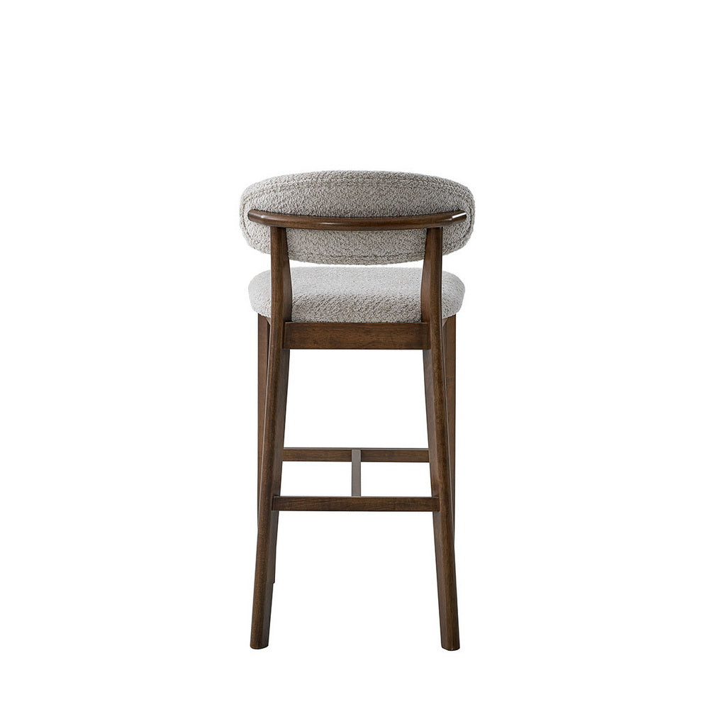 Set of 2 Mid-Century Modern Bar Stools – 30” Upholstered Solid Wood Kitchen Island Chairs