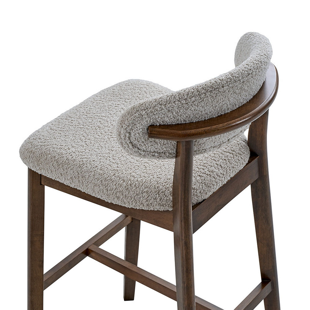 Set of 2 Mid-Century Modern Bar Stools – 30” Upholstered Solid Wood Kitchen Island Chairs