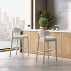 Set of 2 Mid-Century Modern Bar Stools – 30” Upholstered Solid Wood Kitchen Island Chairs