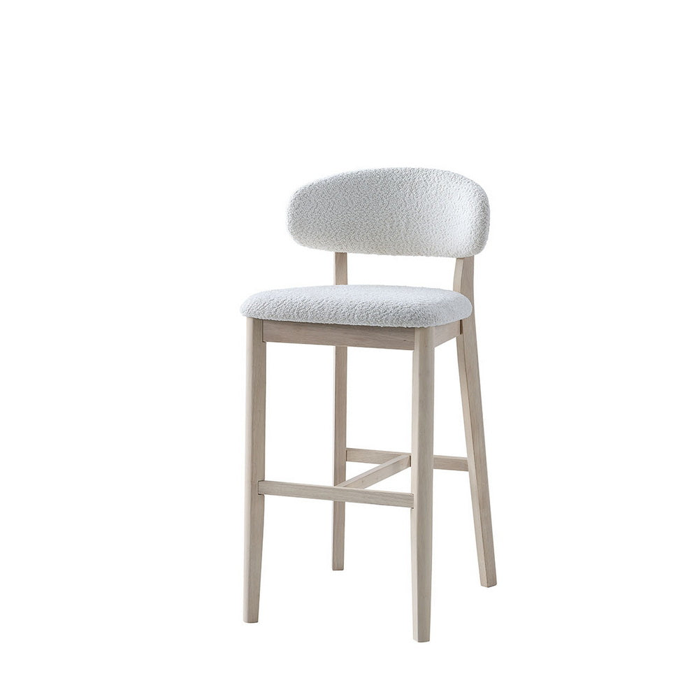 Set of 2 Mid-Century Modern Bar Stools – 30” Upholstered Solid Wood Kitchen Island Chairs