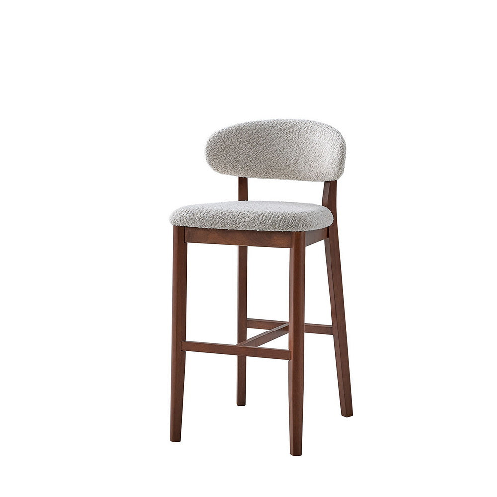 Set of 2 Mid-Century Modern Bar Stools – 30” Upholstered Solid Wood Kitchen Island Chairs