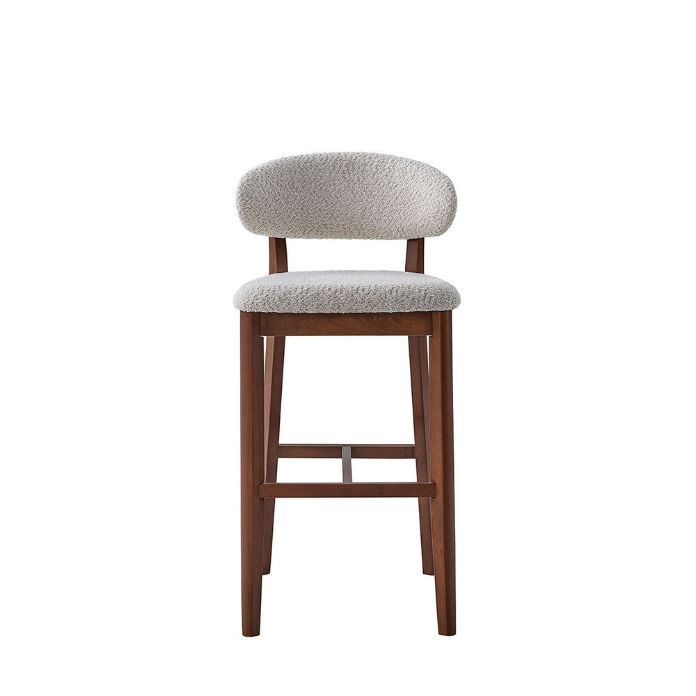 Set of 2 Mid-Century Modern Bar Stools – 30” Upholstered Solid Wood Kitchen Island Chairs