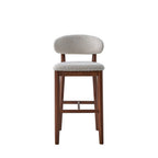 Set of 2 Mid-Century Modern Bar Stools – 30” Upholstered Solid Wood Kitchen Island Chairs