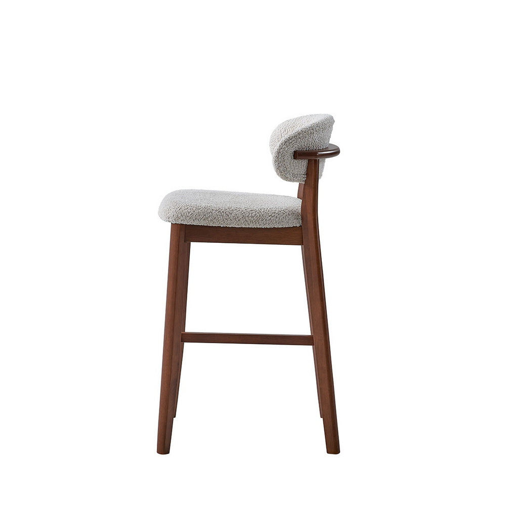 Set of 2 Mid-Century Modern Bar Stools – 30” Upholstered Solid Wood Kitchen Island Chairs