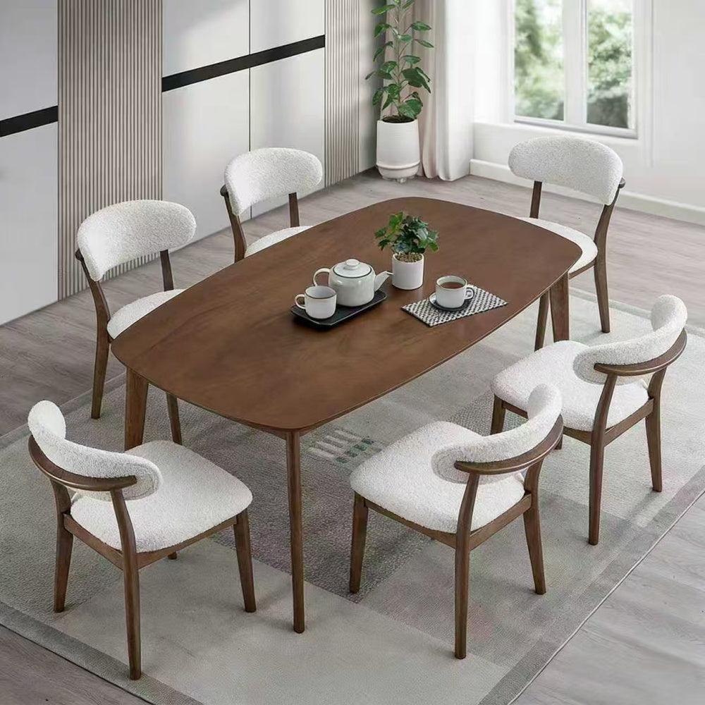 Scandinavian Dining Table Set with Upholstered Chairs for Small Spaces (Seats 4–6)
