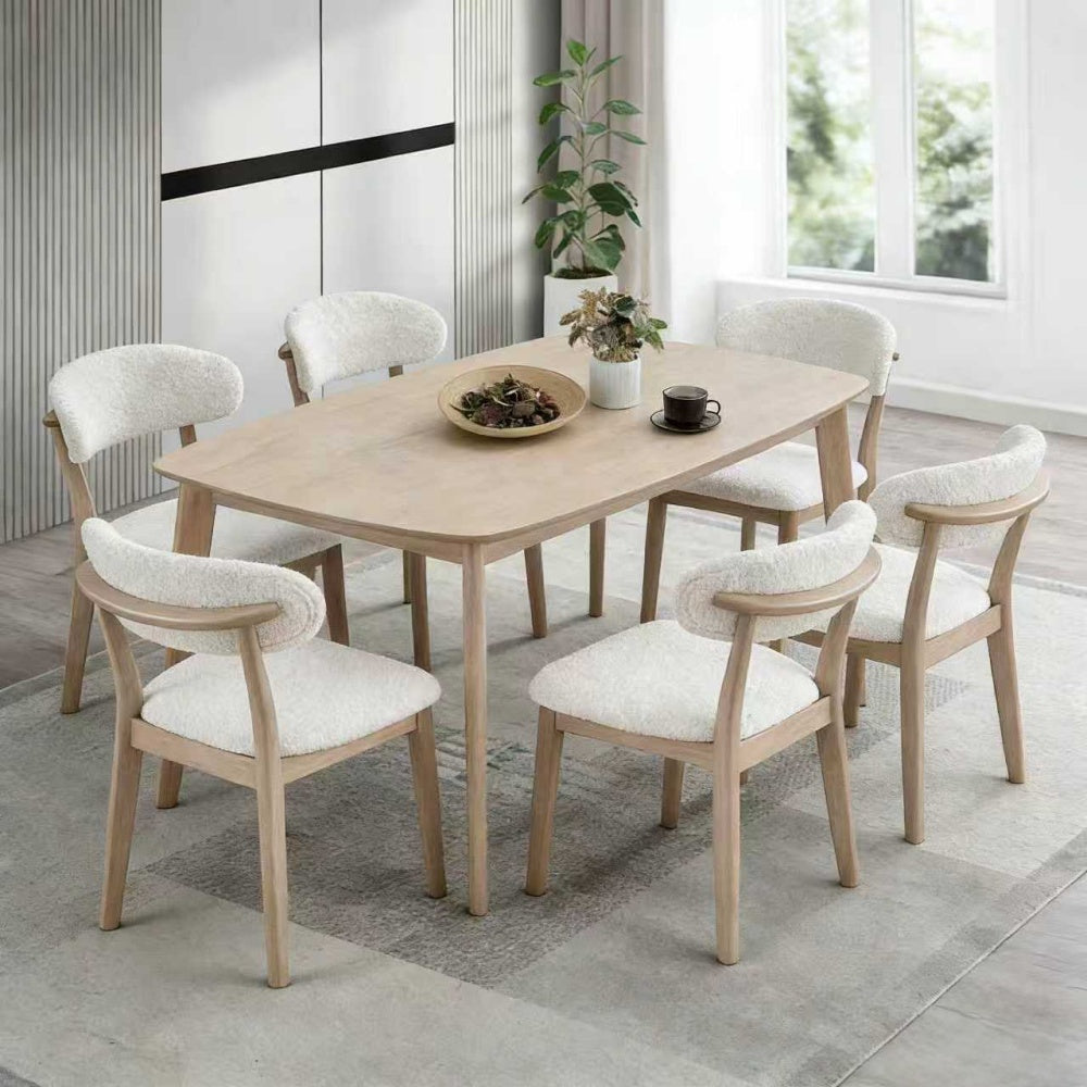 Scandinavian Dining Table Set with Upholstered Chairs for Small Spaces (Seats 4–6)