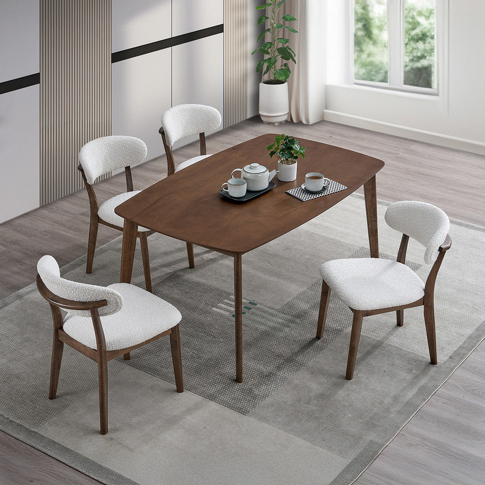 Scandinavian Dining Table Set with Upholstered Chairs for Small Spaces (Seats 4–6)