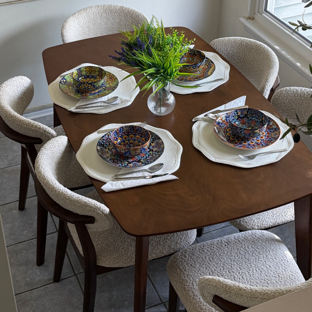Scandinavian Dining Table Set with Upholstered Chairs for Small Spaces (Seats 4–6)