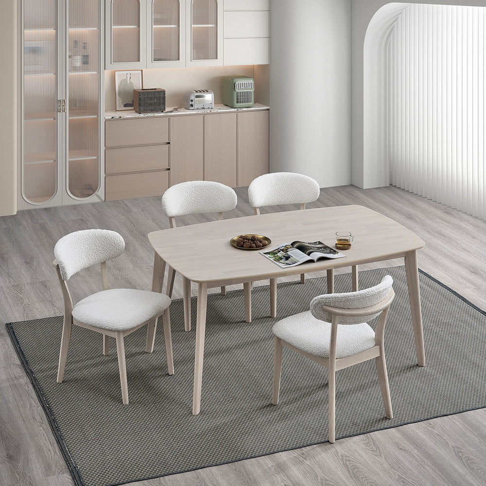 Scandinavian Dining Table Set with Upholstered Chairs for Small Spaces (Seats 4–6)
