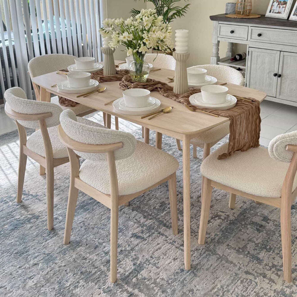 Scandinavian Dining Table Set with Upholstered Chairs for Small Spaces (Seats 4–6)