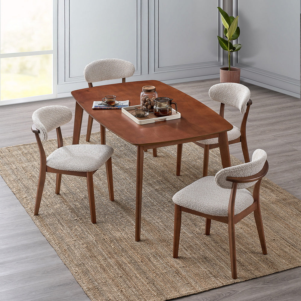 Scandinavian Dining Table Set with Upholstered Chairs for Small Spaces (Seats 4–6)