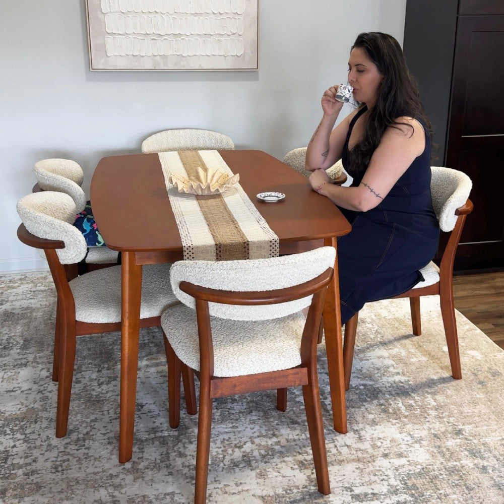 Scandinavian Dining Table Set with Upholstered Chairs for Small Spaces (Seats 4–6)