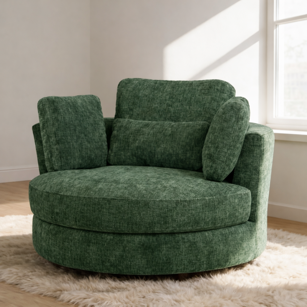 Oversized Chenille Swivel Accent Chair