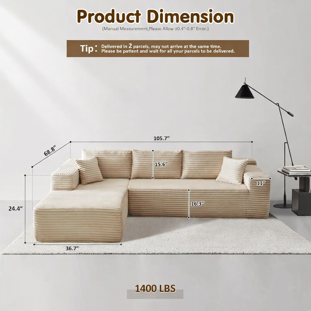 The Cozy Viral Modular Sectional Sofa – Soft Corduroy TikTok Lounge Couch