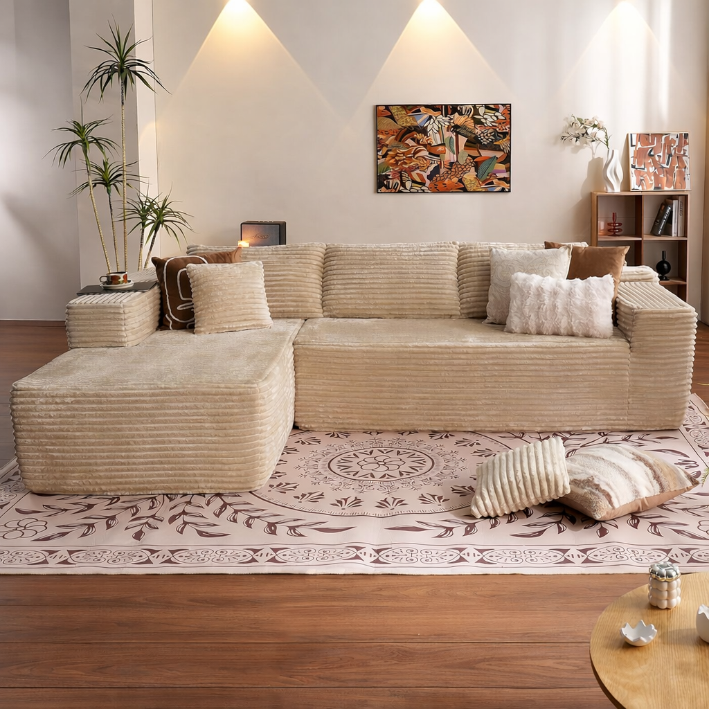 The Cozy Viral Modular Sectional Sofa – Soft Corduroy TikTok Lounge Couch