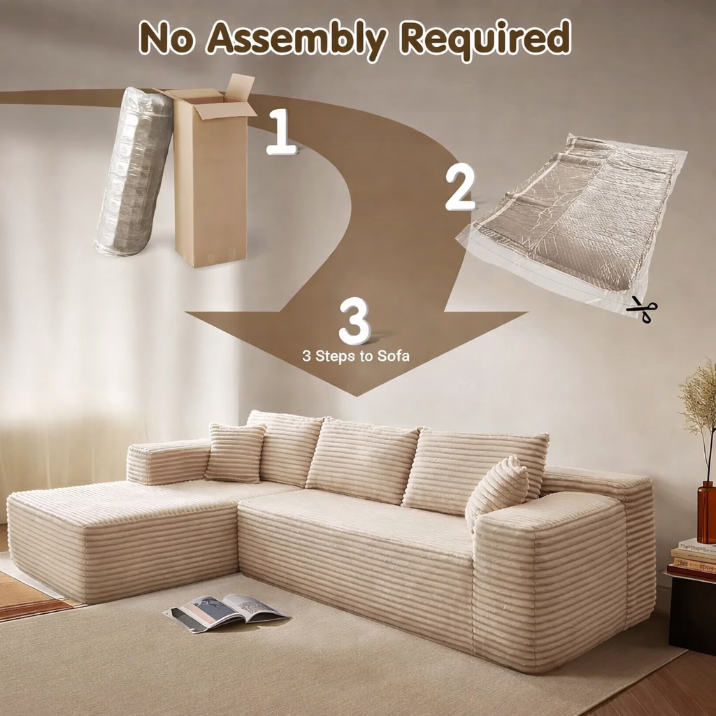 The Cozy Viral Modular Sectional Sofa – Soft Corduroy TikTok Lounge Couch