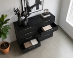 Tokyo Modern 8-Drawer Double Dresser with Chrome Handles- Black