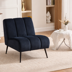 Modern Chenille Armless Accent Chair with Metal Legs – Cozy Neutral Lounge Chair