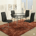 Modern Black Oval Glass Dining Table Set – 5 Piece Dining Set with 4 White Chairs